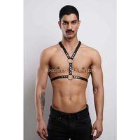 Perçin Detaylı Erkek Göğüs Harness, Erkek Parti Aksesuar - Brfm108