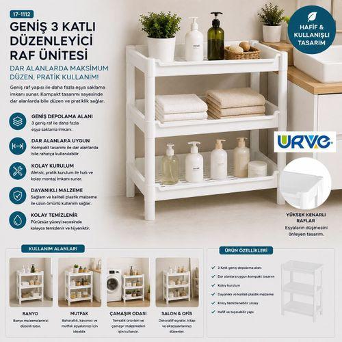 3 Katlı Geniş Sepet Organizer Raf Ünitesi 510x205x685 mm