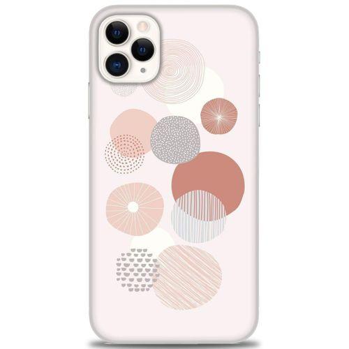 iPhone 11 Pro Max Kılıf HD Baskılı Kılıf - Pembe Daireler + Tam Ekran Koruyucu