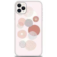 iPhone 11 Pro Max Kılıf HD Baskılı Kılıf - Pembe Daireler + Tam Ekran Koruyucu