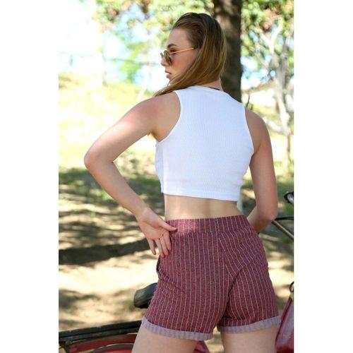 Şort Crop Bordo Takım