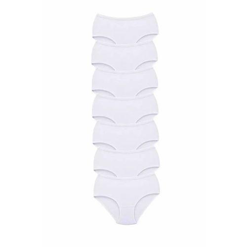 7 Adet Tutku Kadın Yüksek Bel Bato Kalın Lastik Külot Beyaz