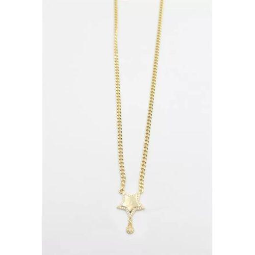 Taşlı Yıldız Vip Kolye - Altın