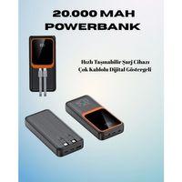 20000 Mah Powerbank | Çok Kablolu, Dijital Göstergeli, Yüksek Hızlı Şarj Cihazı