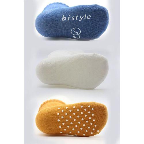 Bistyle Basic Kaymaz Penye Soket Çorap 3'Lü BS10106 İndigo Ekru Hardal