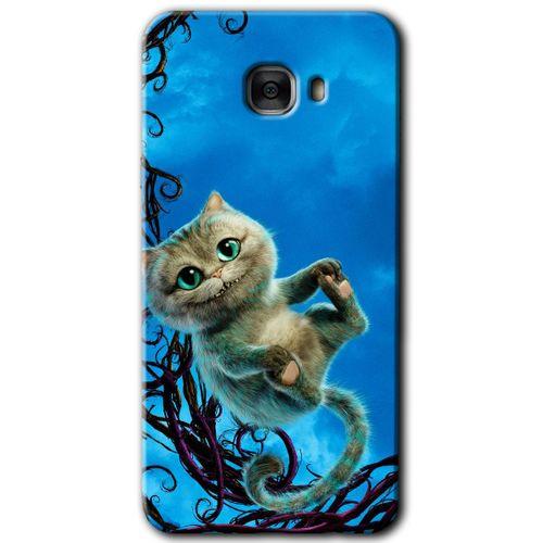 Samsung Galaxy C9 Pro Kılıf HD Desen Baskılı Arka Kapak + Temperli Cam - Çılgın Kedi