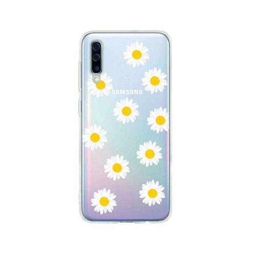 Samsung A50 Bahar Papatyaları Desenli Premium Şeffaf Silikon Kılıf