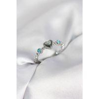 Gümüş Renk Hematit Taşlı Kadın Yüzük