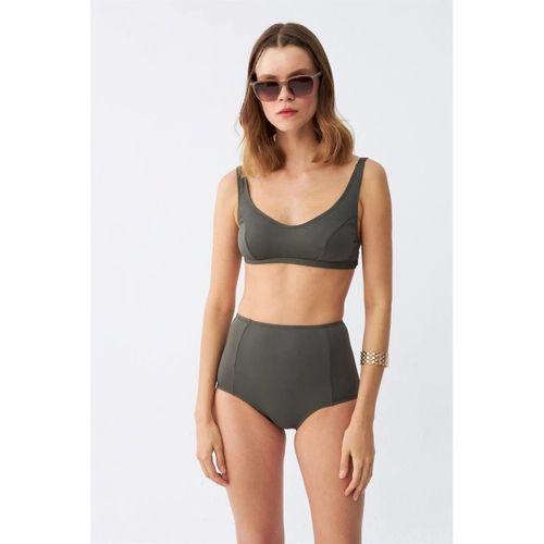 Kadın Basic Haki Pedli Yüksek Bel Bikini Takımı