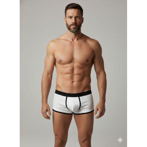 Erkek Beyaz Biyeli File Boxer