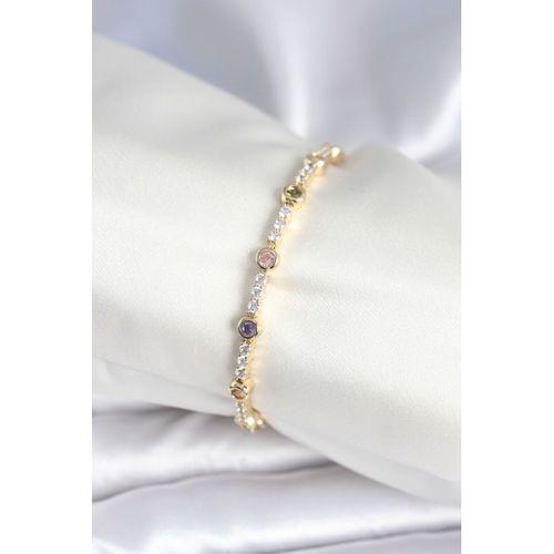 Pirinç Gold Renk Zirkon Taşlı Kadın Bileklik