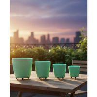 4’lü 3d Mint Yeşil Saksı Seti Modern Tasarım Dekoratif Ayaklı Vazo