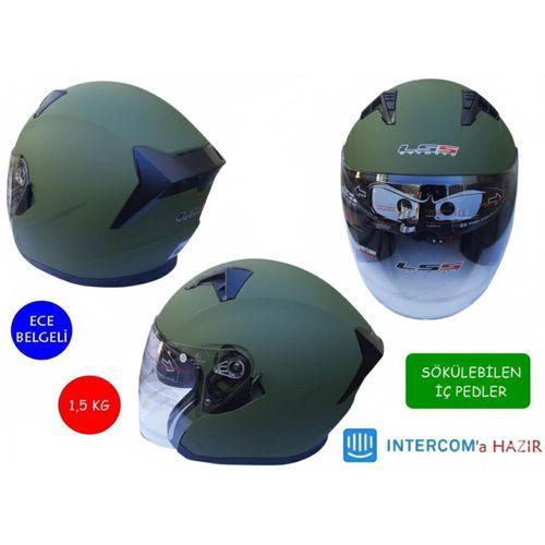SEVGENT Kask Lss Çenesiz Vizörlü Mat Yeşil Xxl Beden