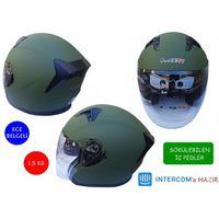 SEVGENT Kask Lss Çenesiz Vizörlü Mat Yeşil Xxl Beden