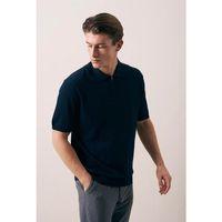 Ritchie Fermuarlı Polo Yaka Dikey Çizgili Kısa Kollu İnce Triko Erkek T-Shirt - Lacivert