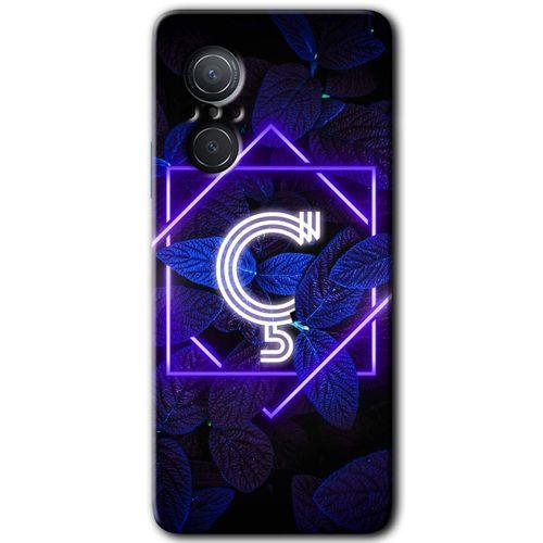 Huawei Nova 9 SE HD Baskılı Kılıf + 9D Tam Ekran Koruyucu - Dark Neon Yaprak Ç Harfi