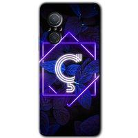 Huawei Nova 9 SE HD Baskılı Kılıf + 9D Tam Ekran Koruyucu - Dark Neon Yaprak Ç Harfi