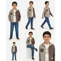 6-11 Yaş Keten Gömlekli 3 Parça Çocuk Takımı