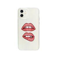 iPhone 12 Mini Hello Kiss Desenli Premium Şeffaf Silikon Kılıf