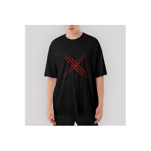 X-men Logo Red Oversize Siyah Tişört