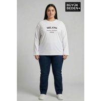 Kadın Büyük Beden Milano İtalia Baskılı 2 İplik Bisiklet Yaka Tişört SPR26BTSK942-9