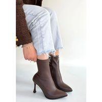 Orjen Kahverengi Cilt Streç Topuklu Bot