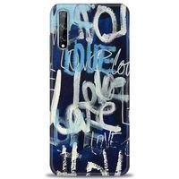 Huawei P Smart S Kılıf HD Baskılı Kılıf - Love Mavi + Tam Ekran Koruyucu