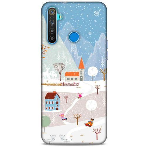 Oppo Realme 5i Kılıf Snowix (40) Fit Silikon Kılıf Beyaz Mavi