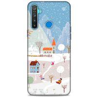 Oppo Realme 5i Kılıf Snowix (40) Fit Silikon Kılıf Beyaz Mavi