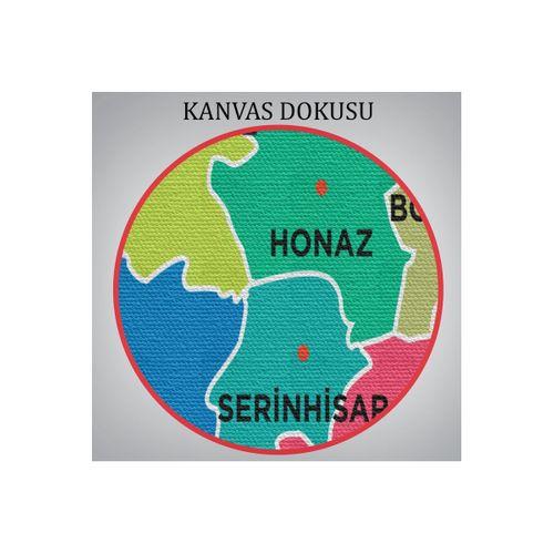 Denizli  İli ve İlçeler Haritası  Dekoratif Kanvas Tablo 1318