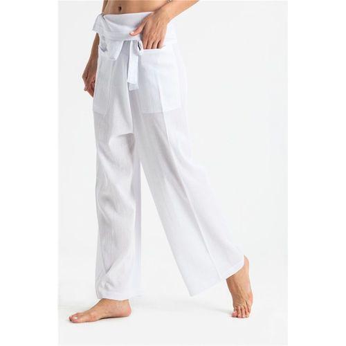 Kadın Şile Bezi Thai Balıkçı Yazlık Pantolon Beyaz Byz