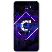 Galaxy J7 Prime Kılıf HD Desen Baskılı Arka Kapak - Dark Neon Yaprak C Harfi + Kırılmaz Cam