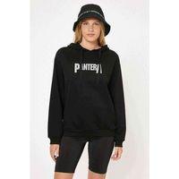 Pantera Logo Baskılı Siyah Kadın Kapşonlu Sweatshirt