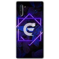 Galaxy Note 10 Kılıf HD Desen Baskılı Arka Kapak - Dark Neon Yaprak G Harfi + Kırılmaz Cam