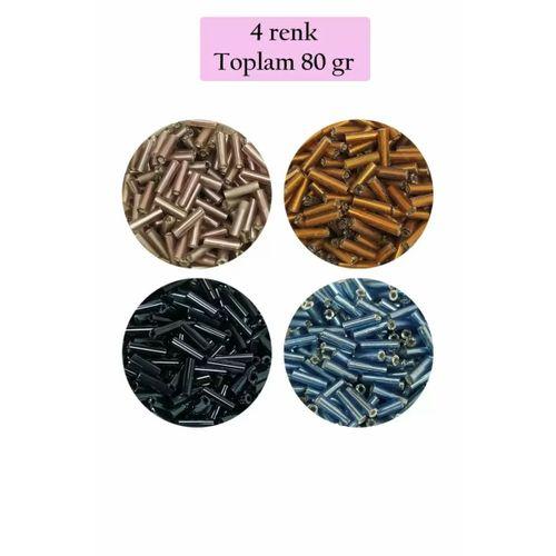 Uzun Boru Kesme Boncuk Çap 2mm Uzunluk 10 mm - 4 Renk - Toplam 80 Gram - BNC426