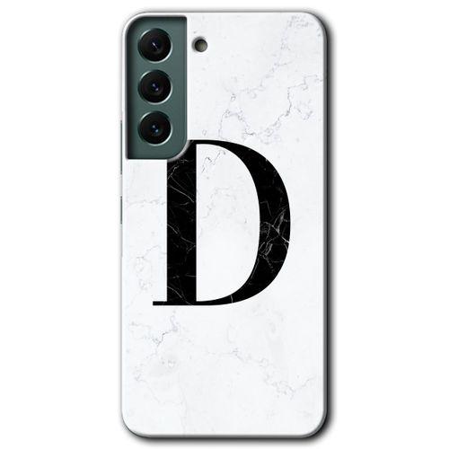 Samsung Galaxy S22 Plus Kılıf HD Desen Baskılı Arka Kapak - Beyaz Mermer Desenli D Harfi
