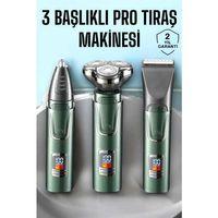 3 Başlıklı Profesyonel Saç Ve Sakal Bakım Seti Vücut, Burun Ve Kulak Tüy Alma