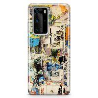 Huawei P40 Pro Kılıf Retro Gazete Arka Kapak Koruma Desenli Full Koruyucu