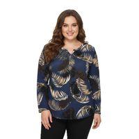 Kadın V Yaka Baskılı 2 Düğmeli Bluz BGL-ST05097