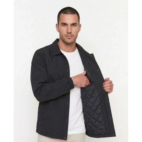 Erkek Yağmur İtici İç Astarlı Çıtçıtlı İç Cepli Dış Cepli Mevsimlik Mont - Siyah