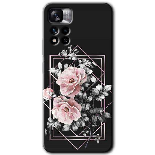 MRCİLETİSİM Xiaomi Redmi Note 11 Pro Plus 5G Kılıf HD Desen Baskılı Arka Kapak+Temperli Cam - Retro Çiçek 1