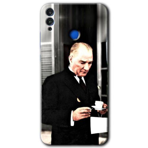 Potkal Hediye Fabrikası Honor 8c Kılıf HD Desen Baskılı Arka Kapak - Atatürk Türk Kahvesi