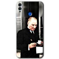 Potkal Hediye Fabrikası Honor 8c Kılıf HD Desen Baskılı Arka Kapak - Atatürk Türk Kahvesi