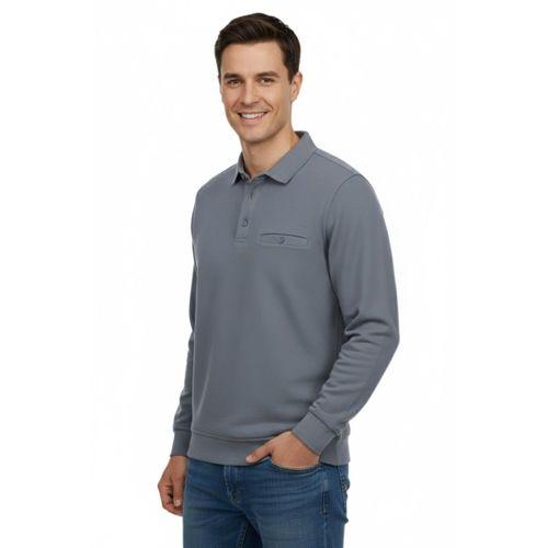 Erkek Gömlek Yaka Petek Doku Cepli Regular Fit Sweatshirt BGL-ST04956