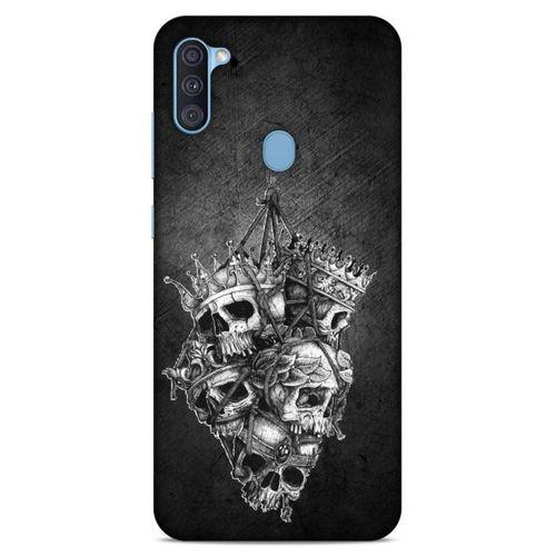 Lopard Samsung Galaxy A11 Uyumlu Kılıf Tattoo's (47) Crystal Flex Kılıf Kafatasları