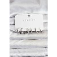 Zirkon Taşlı Gümüş Renk Pirinç Kadın Küpe Seti