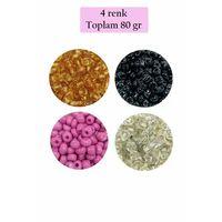 Dökme Cam Kum Boncuk Büyük Boy (6/0) 4 mm - 4 Renk - Toplam 80 Gram - BNC410