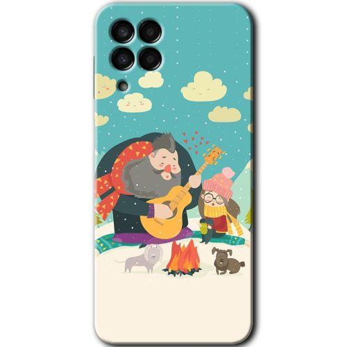Samsung Galaxy M33 HD Baskılı Kılıf + 9D Tam Ekran Koruyucu - Kış Pikniği