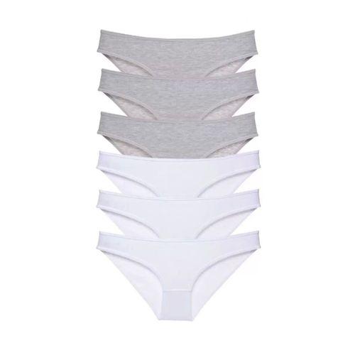 6 Adet Süper Eko Set Likralı Kadın Slip Külot Gri Beyaz