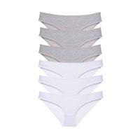 6 Adet Süper Eko Set Likralı Kadın Slip Külot Gri Beyaz